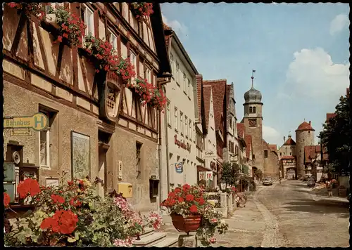 Ansichtskarte Langenburg Hauptstraße Partie an der Bahnbus-Haltestelle 1960