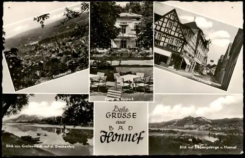 Bad Honnef Mehrbild-AK Ortsansichten, Hauptstraße, Kurpark uvm. 1961