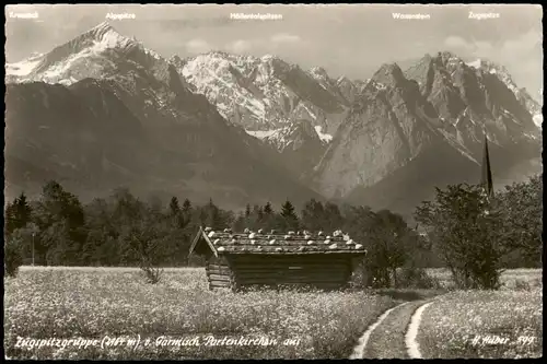 Ansichtskarte Garmisch-Partenkirchen Umland-Ansicht mit Berg-Blick 1955