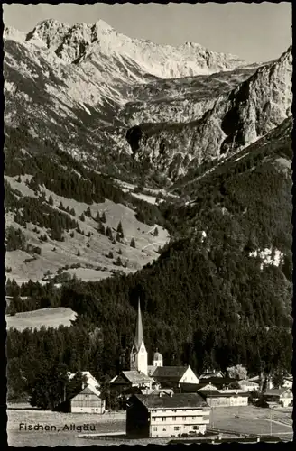 Ansichtskarte Fischen im Allgäu Ortspartie mit Umlandansicht 1955