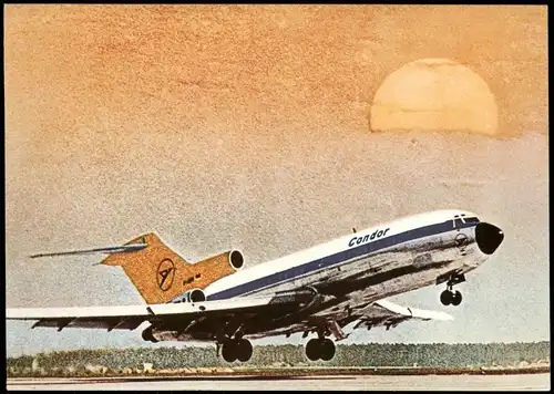 Ansichtskarte  Flugzeug Airplane Avion Condor beim Start Künstlerkarte 1982