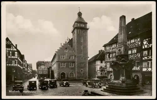 Ansichtskarte Mosbach (Baden) Marktplatz; Auto 1932