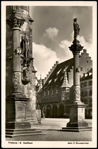 Ansichtskarte Freiburg im Breisgau Markt, Kaufhaus 1936