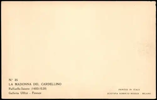 Raffaello Sanzio   LA MADONNA DEL CARDELLINO Galleria Uffizi - Firenze 1928