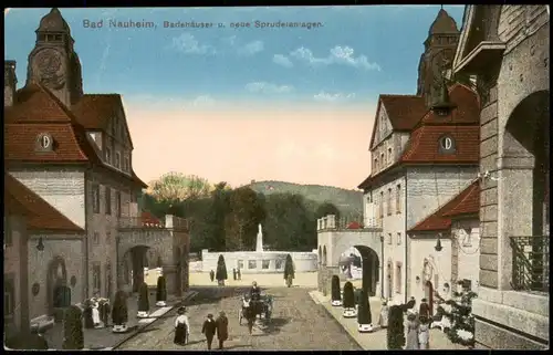 Ansichtskarte Bad Nauheim Badehäuser u. neue Sprudelanlagen. 1914