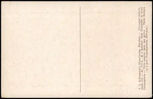 M. v. Schwind: Drei Einsiedler in einer Felsengrotte Gemälde AK 1912