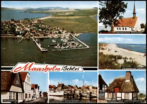 Ansichtskarte Maasholm Mehrbild-AK mit Hafen, Kirche, Ostsee-Strand uvm. 1975