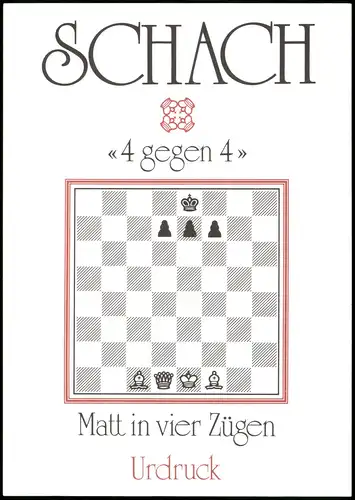 Ansichtskarte  Schach Chess Illustration 4 gegen 4 Matt in vier Zügen 1990