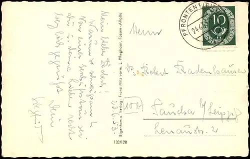 Ansichtskarte Pfronten (Allgäu) Panorma mit Aggenstein Breitenberg 1953