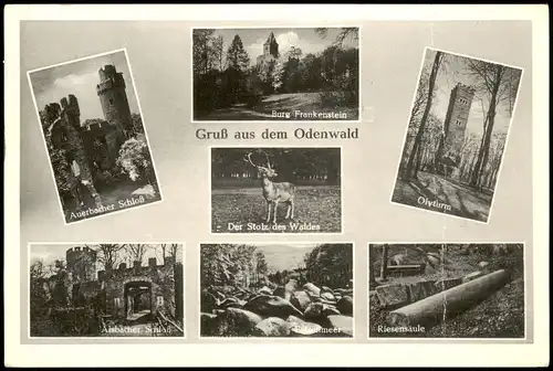 Odenwald Allgemeine Ansichten Mehrbildkarte Odenwald (Auerbacher Schloß  1955