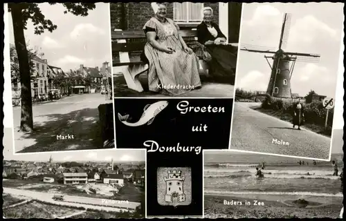 Postkaart Domburg-Veere Mehrbild-AK Ortsansichten, Markt, Molen uvm. 1966