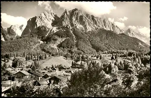 Ansichtskarte Grainau Obergrainau mit Zugspitzmassiv 1960