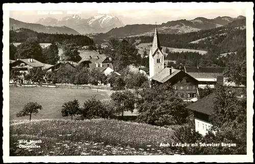 Aach im Allgäu-Oberstaufen Panorama-Ansicht, Allgäu mit Schweizer Berge 1960