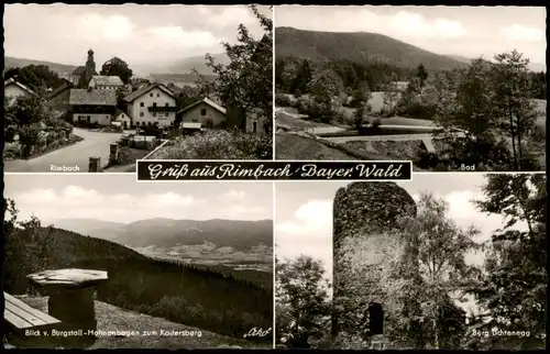 Rimbach (Oberpfalz) Mehrbild-AK 4 Ortsansichten 1958 Landpoststempel Kötzting