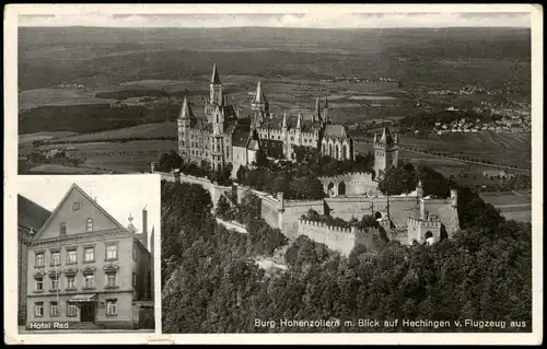 Hechingen Burg Hohenzollern Blick auf Hechingen v. Flugzeug aus 1950