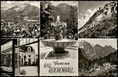 Bad Reichenhall Mehrbildkarte mit 5 Foto-Ansichten u.a. Schroffen 1960