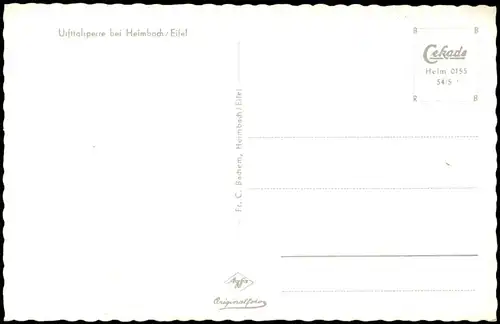 Ansichtskarte Heimbach (Eifel) Urfttalsperre bei Heimbach Eifel 1954