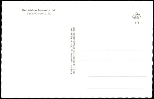 Ansichtskarte .Bayern Der schöne Frankenwald bei Steinbach a. W. 1960