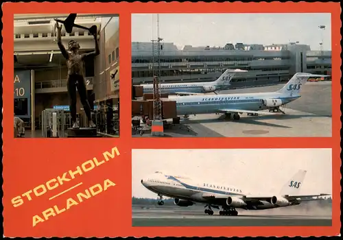 Postcard Stockholm SCANDINAVIAN Flugzeug Airplane Avion Flughafen 1992