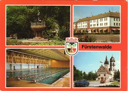 Fürstenwalde/Spree Graßnick-Brunnen, Mühlenstraße, Spree-Schwimmhalle,   1985