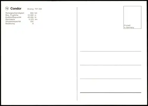 Ansichtskarte  Condor Boeing 757-300 Flugzeug Airplane Avion 1994