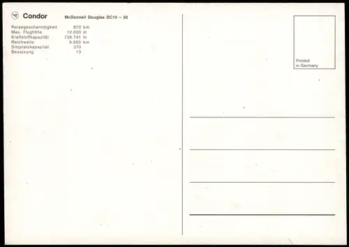Ansichtskarte  Flugzeug Airplane Avion McDonnell Douglas DC10 - 30 1995