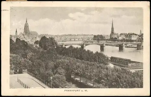 Ansichtskarte Frankfurt am Main Totale, Flußbadeanstalt 1919