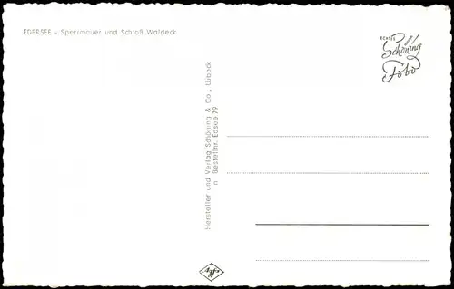 Hemfurth-Edersee-Edertal EDERSEE Sperrmauer und Schloß Waldeck 1960