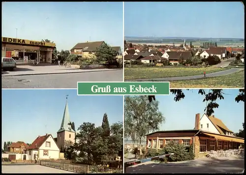 Ansichtskarte Esbeck-Schöningen (Elm) Edeka-Markt, Totale, Gasthaus 1982