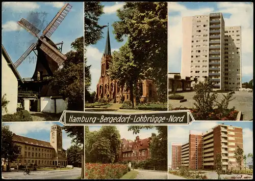 Bergedorf-Hamburg Windmühle, Hochhäuser, Kirche - Lohbrügge Nord 1970