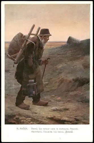 Heimkehr. Towards his home. Jomoů. K. RAŠEK. Künstlerkarte: Kunstwerke 1922