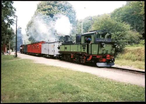 Schmalspurdampflokomotive 99 1539 mit Postzug Hp Lößnitzgrund 2006