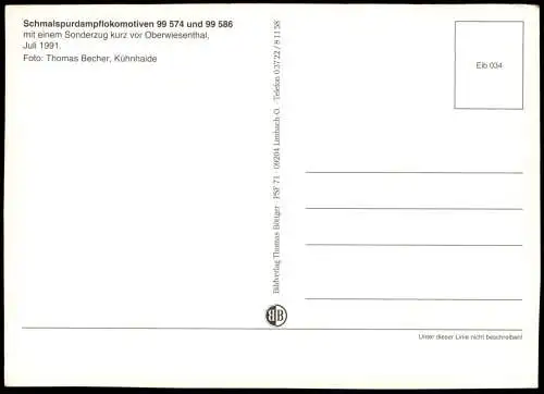 Schmalspurdampflokomotiven mit Sonderzug kurz vor Oberwiesenthal 1991