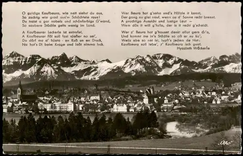 Ansichtskarte Kaufbeuren Panorama-Ansicht mit Text Hyazinth Wäckerle 1957