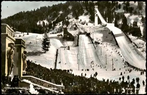 Garmisch-Partenkirchen Olympia   Sprungschanze 1959 gel  DBP/DDR Mischfrankatur