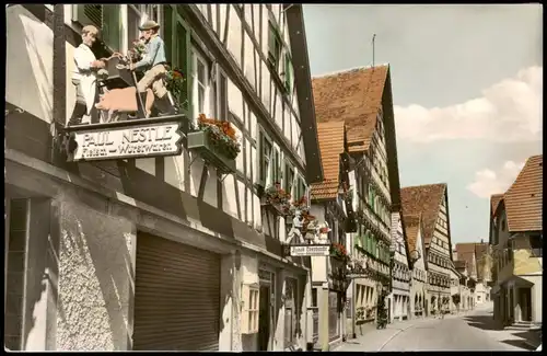 Ansichtskarte Dornstetten Hauptstraße, Geschäfte - Colorfotokarte 1963