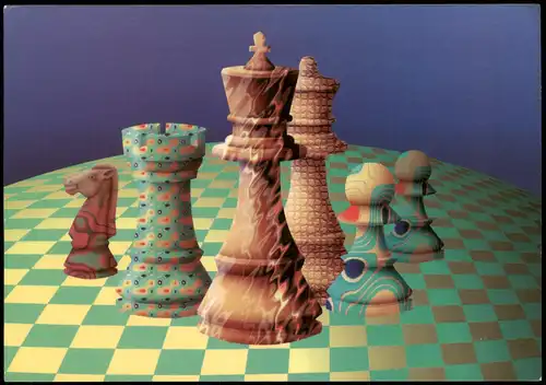 Ansichtskarte  Schach Chess Spiel Schachbrett mit Spielfiguren 2002