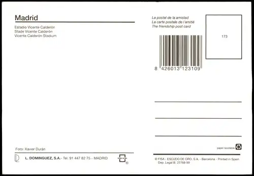 Postales Madrid ESTADIO VICENTE CALDERON Luftbild 2003