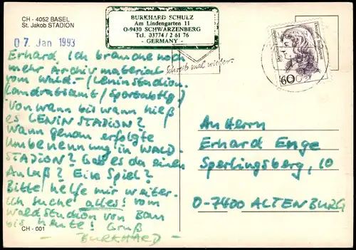 Ansichtskarte Basel St. Jakob STADION 1993