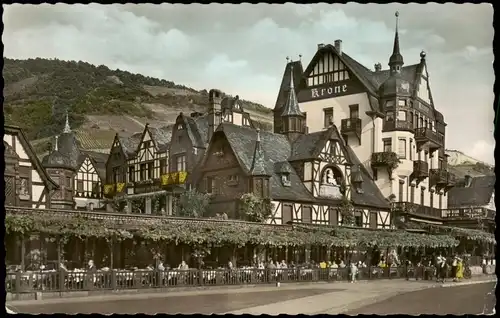 Assmannshausen am Rhein-Rüdesheim (Rhein) Partie an der Krone 1956