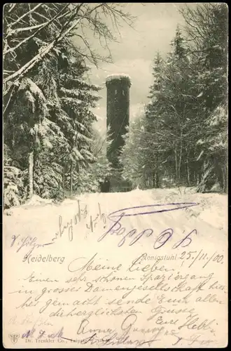 Ansichtskarte Heidelberg Königstuhl im Winter, Turm 1906