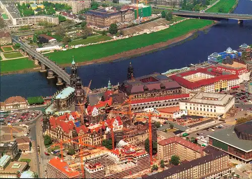Dresden Luftbild - Augustusbrücke Schloss, Stallhof, Verkehrsmuseum 2000