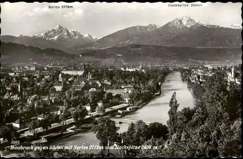 Ansichtskarte Innsbruck Blick gegen Süden mit Sertes und Nockspitze 1960