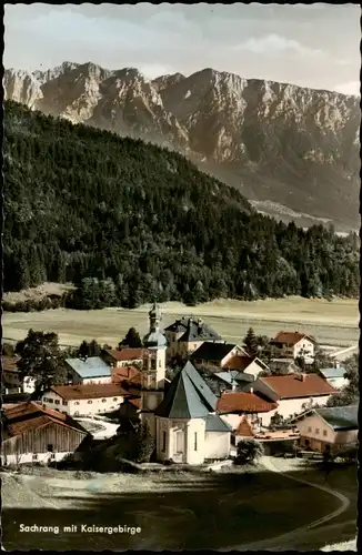 Sachrang-Aschau im Chiemgau Panorama-Ansicht mit Kaisergebirge 1960