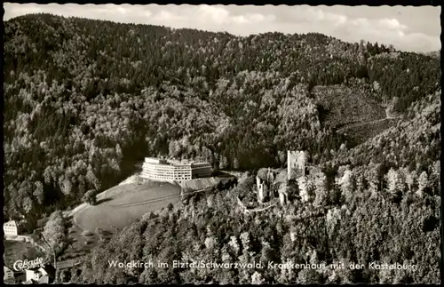 Waldkirch (Schwarzwald Breisgau) Luftaufnahme mit Krankenhaus  Kastelburg 1961