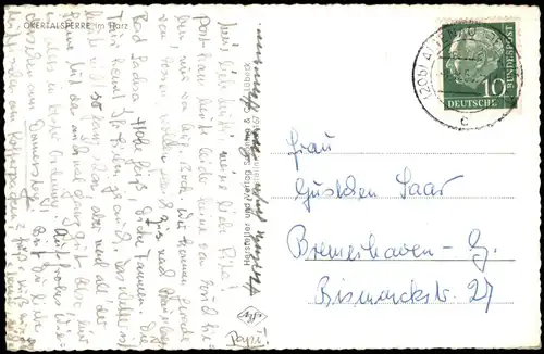 Ansichtskarte Oker-Goslar Okertalsperre Harz 1956