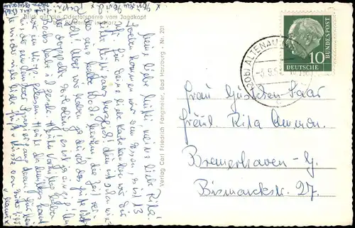 Ansichtskarte Wieda (Harz) Odertalsperre Stöberhai 1955
