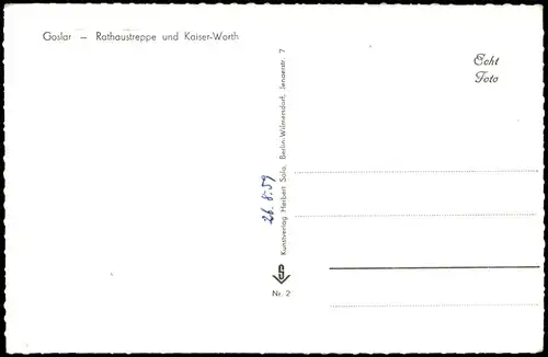 Ansichtskarte Goslar Rathaustreppe und Kaiser-Worth 1959