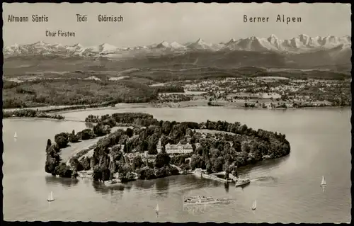 Ansichtskarte Konstanz Luftbild Insel Mainau 1961
