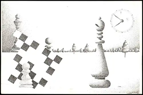 Ansichtskarte  Schach-Spiel Chess-Game VARIATIES OP HET THEMA SCHAKEN 1997